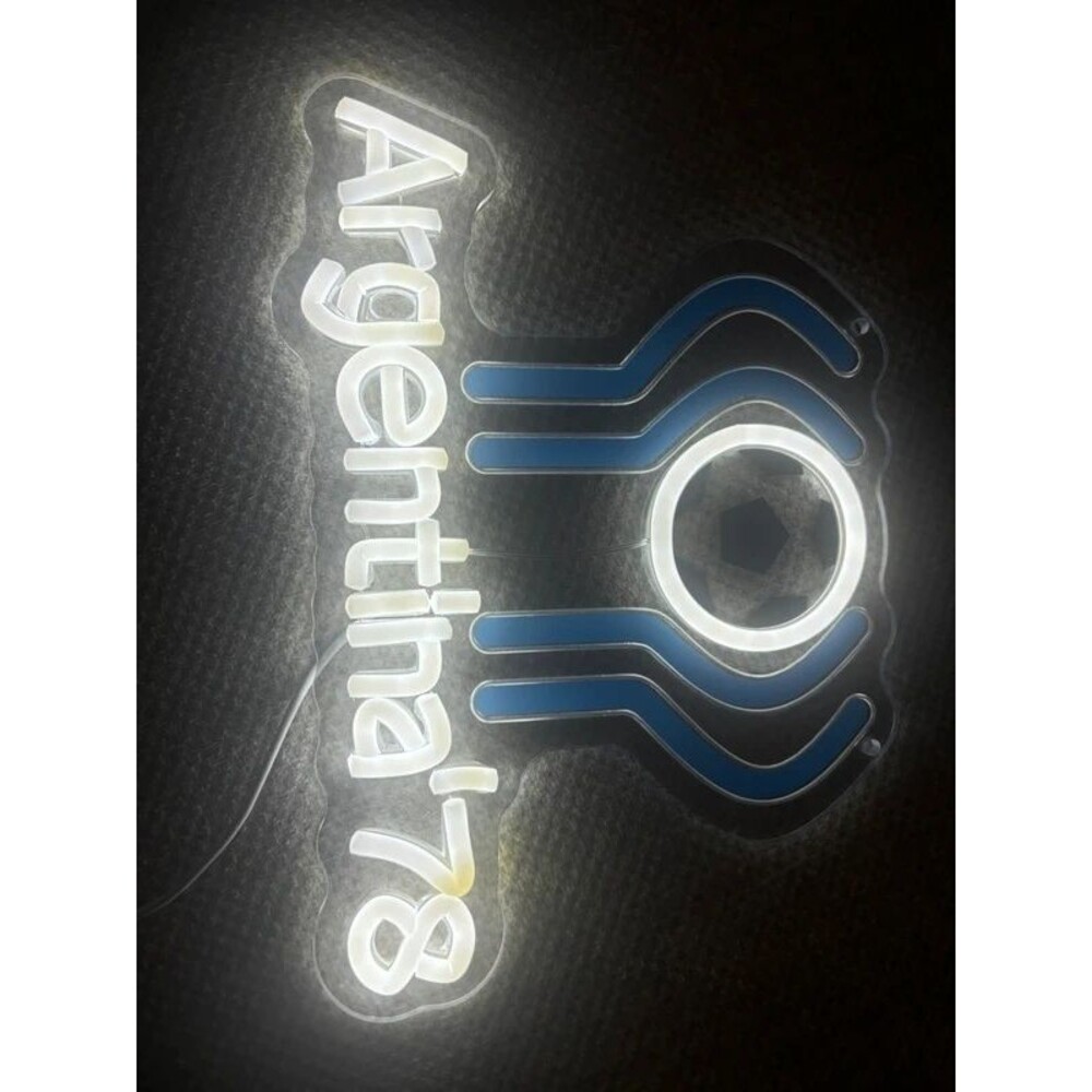 Argentina 1978 World Cup Soccer Ball LED Neon Sign Light-Up, Blue White